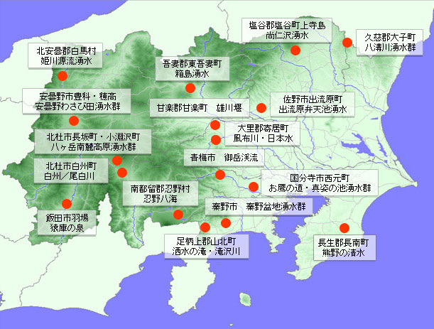 関東・甲信地方の地図